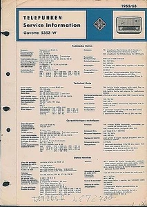 TELEFUNKEN Gavotte 5353 Service Manual Circuit Diagram Schematic   - Picture 1 of 1