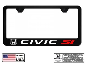 Honda Civic Si Black Unbreakable Polycarbonate License Plate Frame - Licensed - Picture 1 of 7