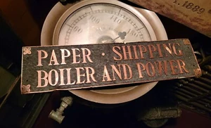 Dampfmaschine & Kessel Papiermühle antik Messing Plakette Schild um 1900 - Bild 1 von 10