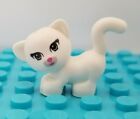 New White Kitty Blue Eyes Pink Nose Standing Playful Cat Minifigure Minidoll Pet