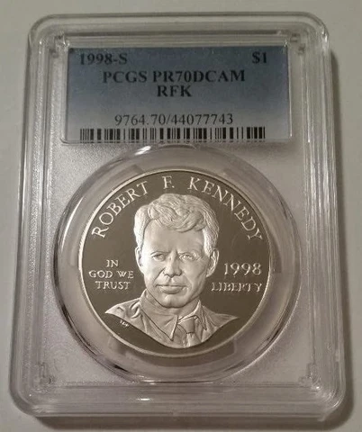 1998 S Robert F Kennedy Commemorative Silver Dollar Proof PR70 DCAM PCGS Cover