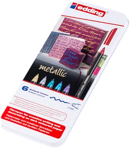 Edding 1200 Fasermaler-Set Filzstifte-Set 1-3mm 6 Metallic-Stifte Faserschreiber - Bild 1 von 1