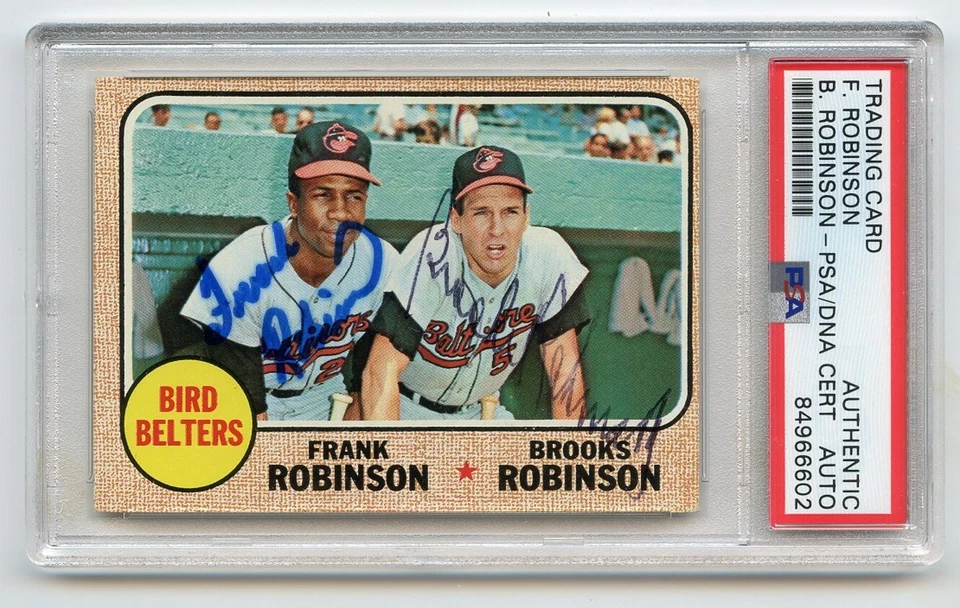FRANK ROBINSON  & BROOKS Signed 1968 Topps #530 Bird Belters Orioles HOF PSA/DNA - Image 1 of 1
