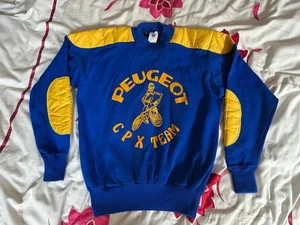 Vintage 80s Tricot du Rocher Peugeot CPX Team Acrylic Sweatshirt - Size 16 - Picture 1 of 18