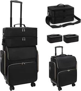 Valigetta Cosmetica Trolley Con Ruote Girevoli a 360°, Valigia Da Parrucchiere C - Foto 1 di 12