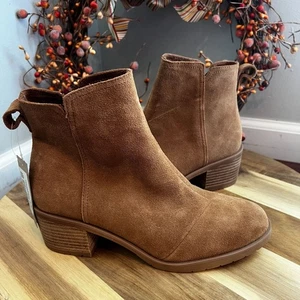Stivali Chelsea Toms Leighton donna tacco a blocco taglia 8,5 marrone zucchero scamosciato - Foto 1 di 12