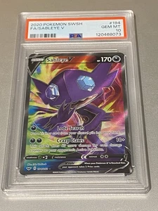 2020 POKEMON EN SWORD & SHIELD BASE #194 FULL ART SABLEYE V PSA 10 GEM MINT! - Picture 1 of 2