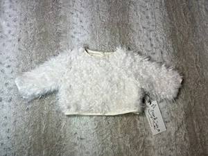 Pippa & Julie Cream Faux Fur Cropped Sweater Size 12 Months - Picture 1 of 6