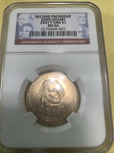 2007 $1 John adams Presidential Dollar NGC MS 66 - Picture 1 of 2