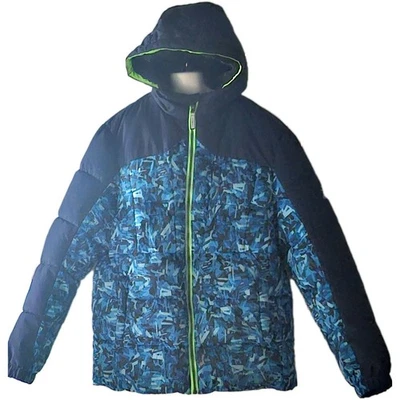 ZeroXposur Boys' Puffer Hooded Winter Jacket Navy/Ocean Blue Size XXL 18/20 - Image 1 of 4