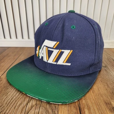 Gorra Utah Jazz Mitchell Ness Snapback Azul Verde Desvanecido NBA Mezcla de Lana Tierra 2 Foto 1 de 4
