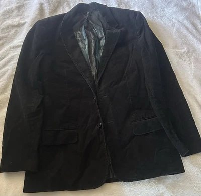 Мужской черный вельветовый блейзер Juicy Couture на 2 пуговицах размер 44 налокотники - Изображение 1 из 4