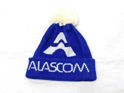 De colección Alaska Alascom Azul Blanco Tejido Gorro Sombrero Telecom Phone Company Foto 1 de 4