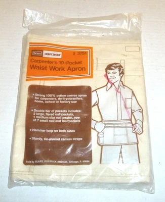 Vintage Sears Craftsman Carpenter's 10-Pocket Waist Work Apron 9 3751 READ - Image 1 of 2