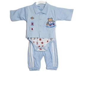 Teddy Zimmer Größe 6/9M Kleinkind Lil Champ blau 3-teiliges Outfit Set - Bild 1 von 8