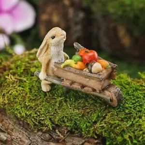 Carretilla empujadora de conejo con cosecha a 4769 jardín de hadas miniatura - Imagen 1 de 5