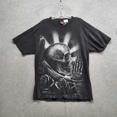 Camisa DE COLECCIÓN OG Abel Hombres Grande Negra Y2K Grunge Calavera Rosa Camiseta Manga Corta Foto 1 de 4