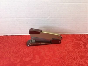 Vintage Arrow No. 25-49 Burgundy & TAN Desk Stapler Metal Mid Century - Picture 1 of 12