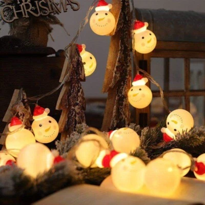 Festa di Natale pupazzo di neve corda LED luci fate Babbo Natale fiocco di neve decorazione natalizia - Immagine 1 di 4