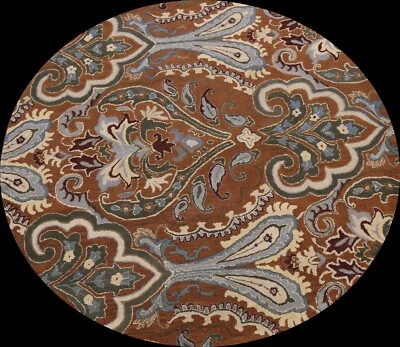 Floral Transitional Oriental Hand-tufted Area Rug Wool Home Decor 8'x8' Round - Image 1 of 4