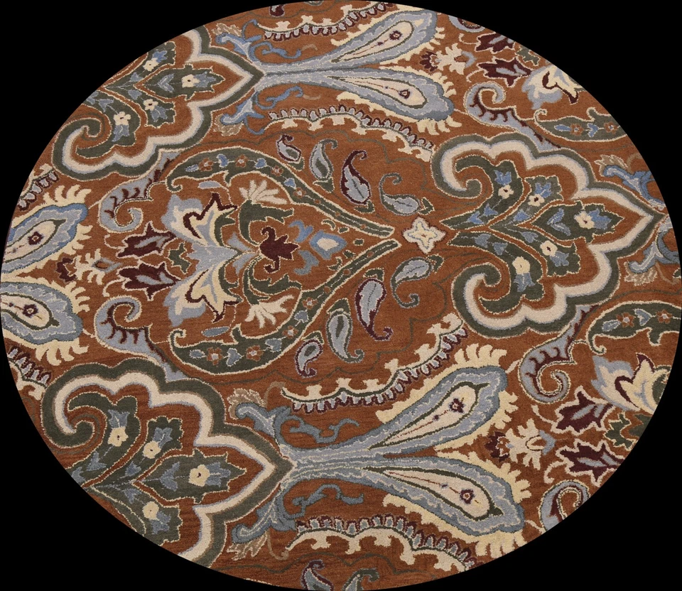 Floral Transitional Oriental Hand-tufted Area Rug Wool Home Decor 8'x8' Round - Image 1 of 4