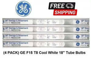GE F15 T8 CW GE 10143 Cool White 15W Tube Bulb 18" Garage & Basement (4 PACK) - Picture 1 of 6