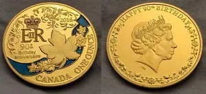Queen Elizabeth II 90th Birthday Gold Coin Canada Happy King Charles III Crown - Picture 1 of 23