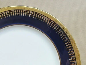 AYNSLEY HERTFORD COBALT BLUE 7081 (SCALLOPED) 10½" DINNER PLATES 1ST (Ref5437) - Picture 1 of 3