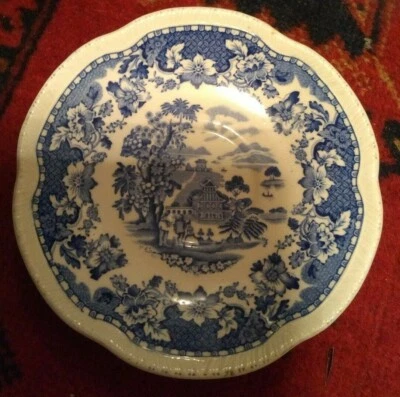 Wood & Sons Seaforth Blue and White Scalloped China Plate Collectable 14.5cm dia - Image 1 of 4