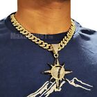 Hip Hop Iced 5 Percenter 7 Star Pendant 20" Iced Cubic Zirconia Chain Necklace