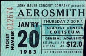 Aerosmith Concert Music Ticket Stub Seattle Center Coliseum Seattle WA 1/20/1983 - Picture 1 of 1