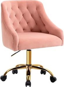 Velvet Office Swivel Vanity Chair Fabric Desk Chair 360°Swivel Height Adjustable - Picture 1 of 6
