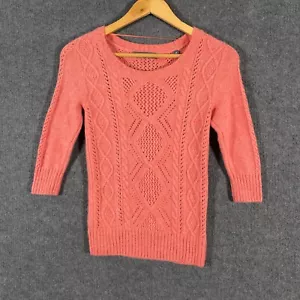 Marcs Jumper Womens Extra Small Pink Open Knit Cashmere Angora Lambswool - Picture 1 of 13