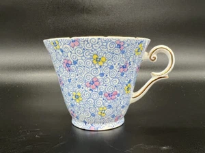 Vintage Wellington Best Bone China England Tea Cup Blue Swirl Pink Yellow Floral - Picture 1 of 8