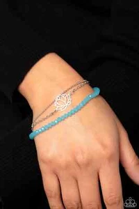 Paparazzi Jewelry Accessories - Vintage - A LOTUS Like This - Blue Bracelet - Picture 1 of 6