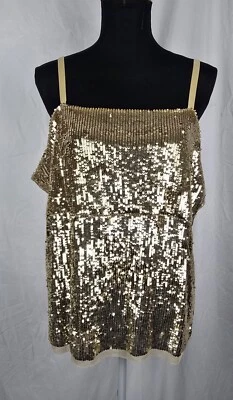 Top Camisola Soft Surroundings Completamente Lentejuelas Dorado Formal Fecha Noche Talla XL  Foto 1 de 4
