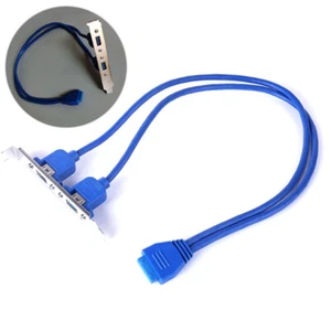 20 Pin to Dual USB3.0 Baffle Extension Cable High Speed Back Panel Brac'S* - Afbeelding 1 van 6