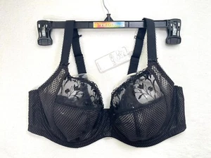 NWT Elomi Women's 38G Full Figure Charley Underwire Plunge Bra EL4380 Black - Picture 1 of 8