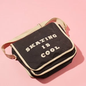 SKATING IS COOL Vintage Messenger Bag Canvas Tote Flap Shoulder Strap Crossbody - Picture 1 of 11
