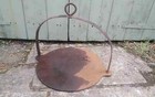 Cast iron vintage flat plate 12" gypsy traveller swing pan fire tripod cooking