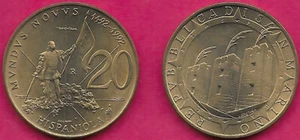 SAN MARINO 20 LIRE 1992R UNC 1 YEAR TYPE,45,000 MINTAGE,COLUMBUS LANDING IN HISP - Picture 1 of 1