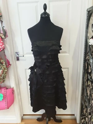JORA COLLECTION Dress NWT Black Ruffle Knee Length Occasion Wear Prom UK Size 12 - Image 1 of 4