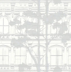 Papel Pintado, Pintado de Diseño, Moderno, Sombras, Brillo, Gris Plata, Marfil - Imagen 1 de 5