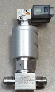Swagelok 6LVV-DPVR4-P-C Bellows Flow Valve W/ SMC NVZ110-9MZ-M5-X51 SOLENOID. - Picture 1 of 12