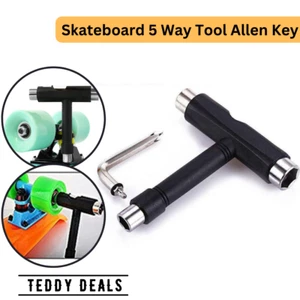 Skateboard Scooter Roller Skate Long Board All in 1 Allen Key T Shape Tool 5 Way - Picture 1 of 6