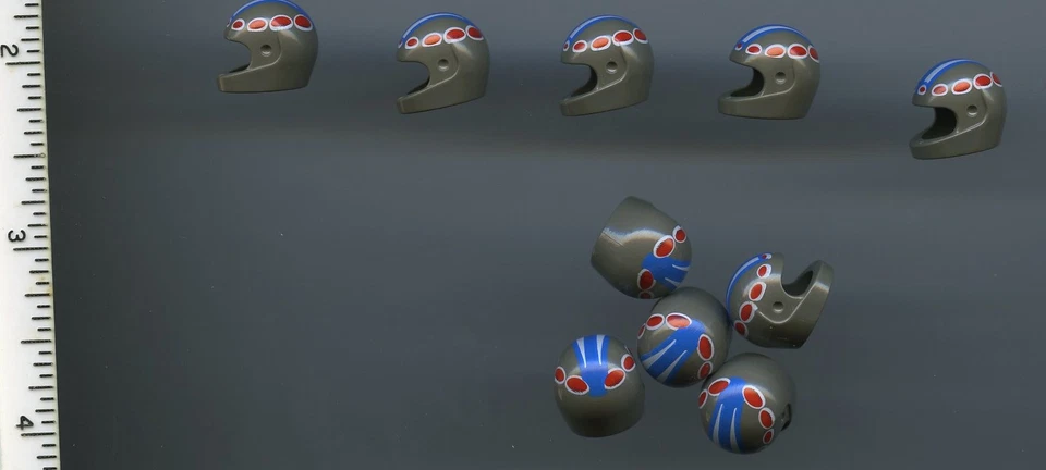 LEGO x 10 Dark Gray Minifig, Headgear Helmet Standard with Red White Circles NEW - Image 1 of 1