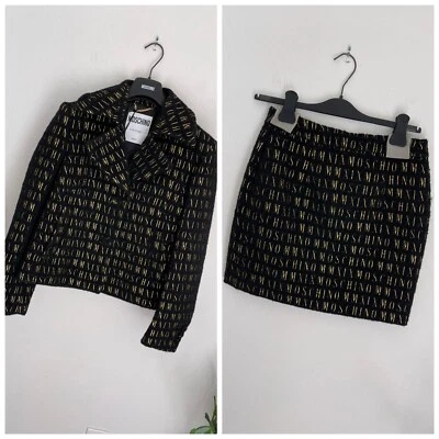 Conjunto de falda y blazer MOSCHINO Couture Milano monograma lana alpaca mohair talla 6 Foto 1 de 4