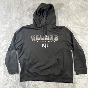 Kansas Jayhawks Men's Colosseum Blackout 3.0 Pullover Hoodie XXL 2XL KU Black - Picture 1 of 6