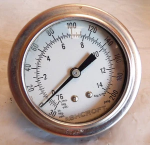 Ashcroft Pump Suction Pressure Panel Gauge -76 0 200 PSI - Picture 1 of 3