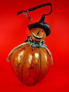 Bruja calabaza estilo primitivo con araña negra decoración de Halloween - Imagen 1 de 7